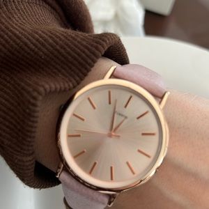 Rose Gold & Mauve Faux Leather Quartz Watch